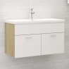 vidaXL Mobile da Bagno con Lavabo Bianco e Rovere Sonoma in Truciolato