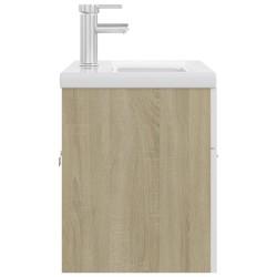 vidaXL Mobile da Bagno con Lavabo Bianco e Rovere Sonoma in Truciolato