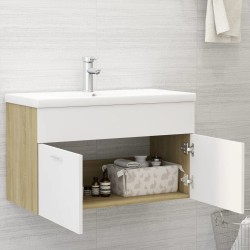 vidaXL Mobile da Bagno con Lavabo Bianco e Rovere Sonoma in Truciolato