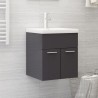 vidaXL Mobile Bagno con Lavabo Integrato Grigio Lucido in Truciolato