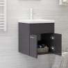 vidaXL Mobile Bagno con Lavabo Integrato Grigio Lucido in Truciolato