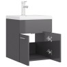 vidaXL Mobile Bagno con Lavabo Integrato Grigio Lucido in Truciolato