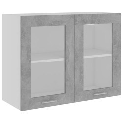 vidaXL Armadio Sospeso con Vetro Grigio Cemento 80x31x60 cm Truciolato