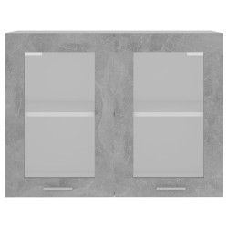 vidaXL Armadio Sospeso con Vetro Grigio Cemento 80x31x60 cm Truciolato