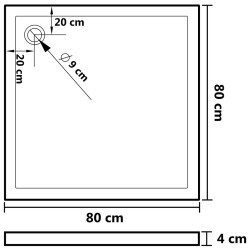 vidaXL Piatto Doccia con Superficie Puntinata Bianco 80x80x4 cm in ABS