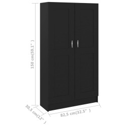 vidaXL Libreria Nera 82,5x30,5x150 cm in Truciolato