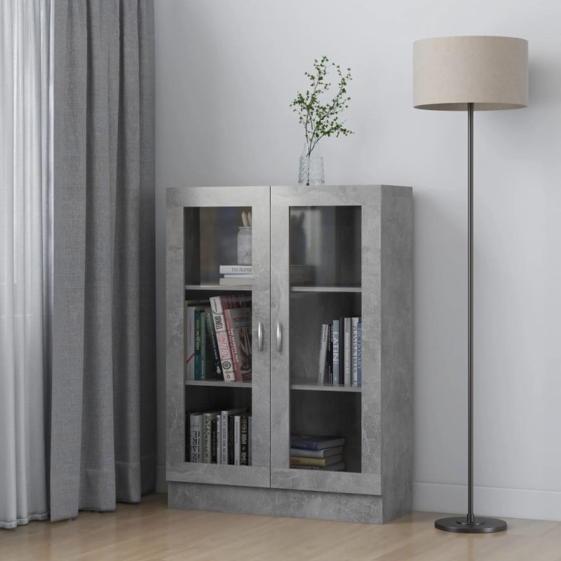 vidaXL Armadio con Vetrina Grigio Cemento 82,5x30,5x115cm Truciolato