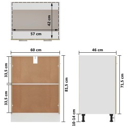 vidaXL Armadio Inferiore Rovere Sonoma 60x46x81,5 cm in Truciolato