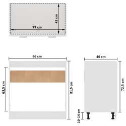 vidaXL Armadio Inferiore per Lavabo Bianco 80x46x81,5 cm in Truciolato