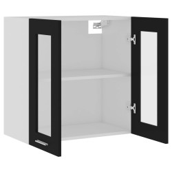 vidaXL Armadio Sospeso con Vetro Nero 60x31x60 cm in Truciolato