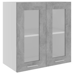 vidaXL Armadio Sospeso con Vetro Grigio Cemento 60x31x60 cm Truciolato