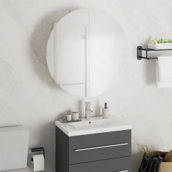 Armadio da Bagno con Specchio Rotondo e LED Bianco 47x47x17,5cm