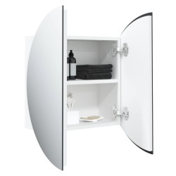 Armadio da Bagno con Specchio Rotondo e LED Bianco 47x47x17,5cm