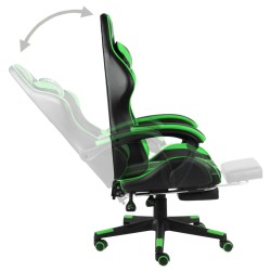 vidaXL Sedia da Gaming con Poggiapiedi Nero e Verde in Similpelle