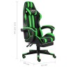 vidaXL Sedia da Gaming con Poggiapiedi Nero e Verde in Similpelle