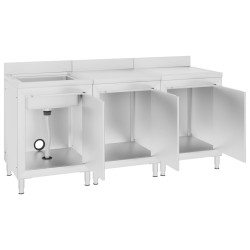 vidaXL Mobiletto da Cucina con Lavandino in Acciaio Inox 180x60x96 cm