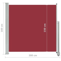 vidaXL Tenda Laterale Retrattile per Patio 160x300 cm Rossa