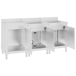 vidaXL Mobiletto da Cucina con Lavandino in Acciaio Inox 180x60x96 cm