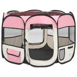 vidaXL Box per Cani Pieghevole con Borsa Trasporto Rosa 90x90x58 cm