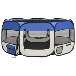 vidaXL Box per Cani Pieghevole con Borsa Trasporto Blu 145x145x61 cm