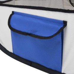 vidaXL Box per Cani Pieghevole con Borsa Trasporto Blu 145x145x61 cm