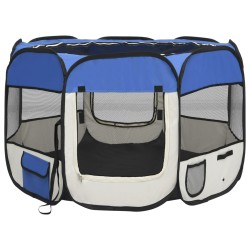 vidaXL Box per Cani Pieghevole con Borsa Trasporto Blu 90x90x58 cm