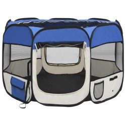 vidaXL Box per Cani Pieghevole con Borsa Trasporto Blu 90x90x58 cm