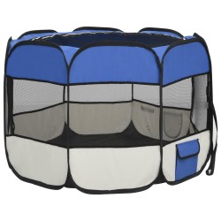 vidaXL Box per Cani Pieghevole con Borsa Trasporto Blu 90x90x58 cm