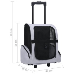 vidaXL Trolley Trasportino per Animali Pieghevole Multifunzione Grigio