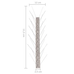 vidaXL Set Dissuasori per Uccelli e Piccioni 20 pz Acciaio 4 File 10 m