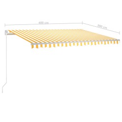 Tenda da Sole Retrattile Automatica con Pali 4x3m Gialla Bianca