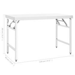 vidaXL Tavolo da Lavoro Cucina Pieghevole 120x60x80 cm in Acciaio Inox