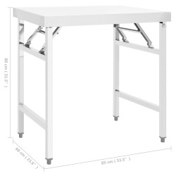 vidaXL Tavolo da Lavoro Cucina Pieghevole 85x60x80 cm in Acciaio Inox