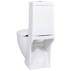 vidaXL Vaso WC in Ceramica da Bagno Rotondo Base con Scarico Bianco