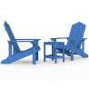 vidaXL Sedie da Giardino con Tavolo Adirondack in HDPE Blu Acqua