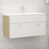 vidaXL Mobile Sottolavabo Bianco e Rovere 90x38,5x46 cm in Truciolato