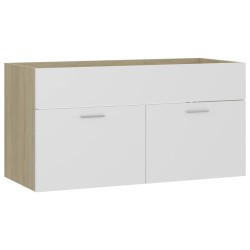 vidaXL Mobile Sottolavabo Bianco e Rovere 90x38,5x46 cm in Truciolato