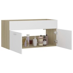 vidaXL Mobile Sottolavabo Bianco e Rovere 90x38,5x46 cm in Truciolato