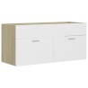 vidaXL Mobile Sottolavabo Bianco e Rovere 100x38,5x46 cm in Truciolato