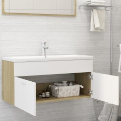 vidaXL Mobile Sottolavabo Bianco e Rovere 100x38,5x46 cm in Truciolato