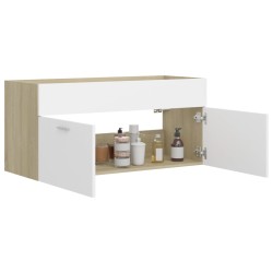 vidaXL Mobile Sottolavabo Bianco e Rovere 100x38,5x46 cm in Truciolato