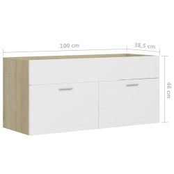 vidaXL Mobile Sottolavabo Bianco e Rovere 100x38,5x46 cm in Truciolato