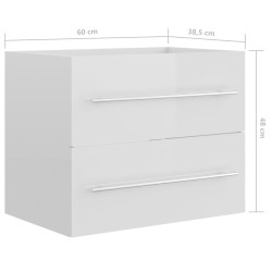 vidaXL Mobile Sottolavabo Bianco Lucido 60x38,5x48 cm in Truciolato