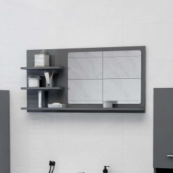 vidaXL Specchio da Bagno Grigio Lucido 90x10,5x45 cm in Truciolato