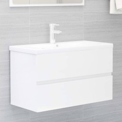 vidaXL Set Mobili da Bagno 2 pz Bianco Lucido in Truciolato