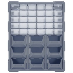 vidaXL Mobile Contenitore con 39 Cassetti 38x16x47 cm Grigio scuro