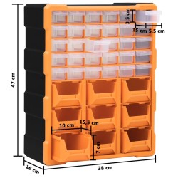 vidaXL Mobile Contenitore con 39 Cassetti 38x16x47 cm Arancione