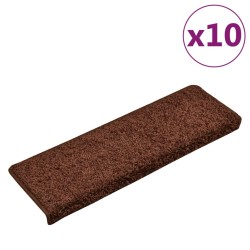 vidaXL Tappetini per Scale 10 pz 65x21x4 cm Marrone