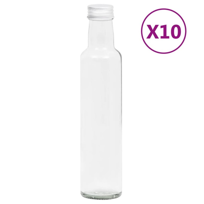 vidaXL Bottigliette in Vetro 260 ml con Tappo a Vite 10 pz