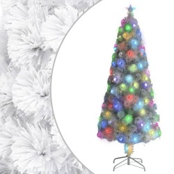 vidaXL Albero Natale Artificiale LED Bianco 240 cm Fibra Ottica